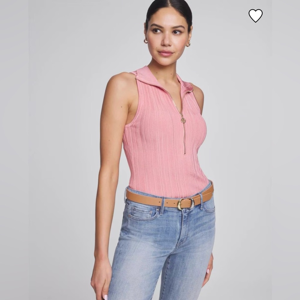 WHBM Half Zip Rib Halter Sweater Tank